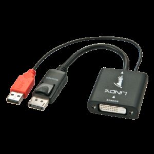 Lindy - Display-Adapter - Single Link - DVI-D (W) bis DisplayPort (M) - 15cm - Daumenschrauben