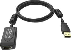 Vision Professional - USB-Verlängerungskabel - USB (M) bis USB (W) - USB 2.0 - 5 m - aktiver Booster nachgeschaltet - Schwarz