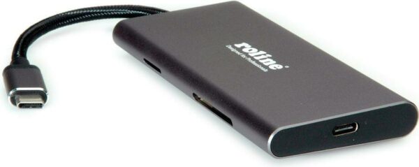 ROLINE 12.02.1115 - USB 3.2 Gen 1 (3.1 Gen 1) Type-C - HDMI - USB 3.2 Gen 1 (3.1 Gen 1) Type-A - USB 3.2 Gen 1 (3.1 Gen 1) Type-C - mini DisplayPort - 3840 x 2160 Pixel - MicroSD (TransFlash) - SD - Grau - 0