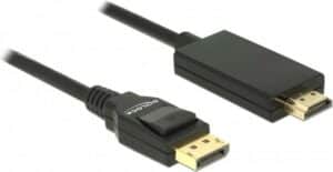 DeLOCK - Videokabel - DisplayPort / HDMI - DisplayPort (M) bis HDMI (M) - 2 m - dreifach abgeschirmtes Twisted-Pair-Kabel - Schwarz - passiv