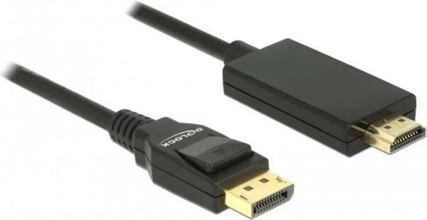 DeLOCK - Videokabel - DisplayPort / HDMI - DisplayPort (M) bis HDMI (M) - 2 m - dreifach abgeschirmtes Twisted-Pair-Kabel - Schwarz - passiv