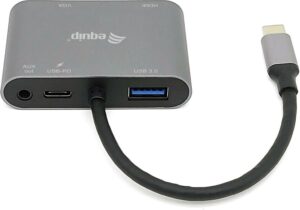 Equip USB-C 5-in-1 Multifunktionsadapter - Verkabelt - USB 3.2 Gen 1 (3.1 Gen 1) Type-C - 100 W - Schwarz - Grau - 5 Gbit/s - 4096 x 2160 Pixel (133483)