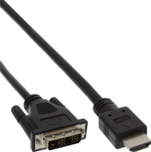 InLine - Adapterkabel - DVI-D männlich zu HDMI männlich - 50cm - Schwarz - Daumenschrauben (17659E)