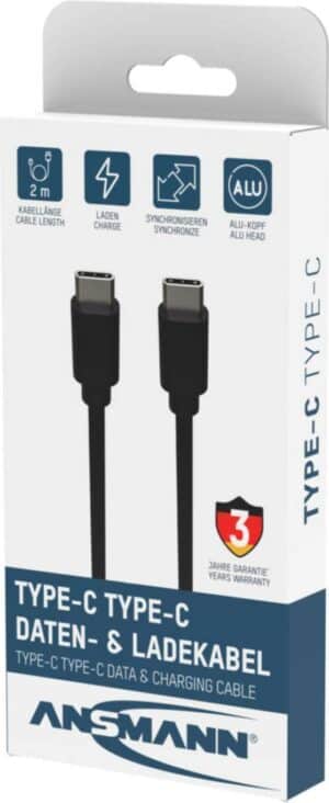 Ansmann 1700-0122 USB Kabel 2 m USB C Schwarz (1700-0122)