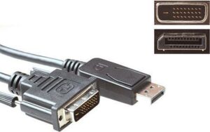 ACT Conversion cable DisplayPort male to DVI male 1.00 m. Length: 1 m Dp male - dvi male 1.00m (AK3993)