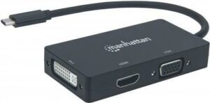 Manhattan USB-C 3-in-1 Multiport A/V Converter - Externer Videoadapter - USB-C - DVI