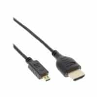 INLINE Super Slim High Speed HDMI Cable with Ethernet - HDMI-Kabel mit Ethernet - mikro HDMI männlich zu HDMI männlich - 1.5 m - Dreifachisolierung - Schwarz - 4K Unterstützung