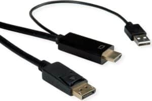 ROLINE 11.04.5992 Videokabel-Adapter 2 m HDMI + USB DisplayPort Schwarz (11.04.5992)