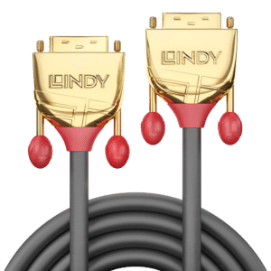 Lindy Gold - DVI-Kabel - Dual Link - DVI-D (M) bis DVI-D (M) - 10 m - rund - Grau