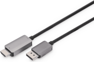DIGITUS - Adapterkabel - DisplayPort männlich Verriegelung zu HDMI männlich - 1 m - Schwarz - Druckknopf