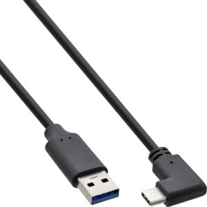 InLine USB 3.2 Kabel - USB Typ-C Stecker gewinkelt an A Stecker - schwarz - 1m (35711W)
