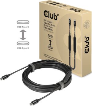 Club 3D CAC-1535 - USB-Kabel - USB-C (M) bis USB-C (M) - USB 3.2 Gen 2 / DisplayPort 1.4 - 20 V - 3 A - 5 m - aktiv