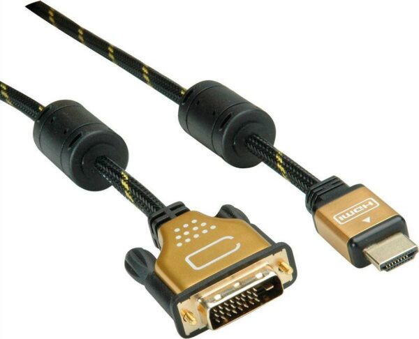 Roline Gold - Videokabel - Dual Link - HDMI / DVI - DVI-D (M) bis HDMI (M) - 3 m - abgeschirmt - Schwarz