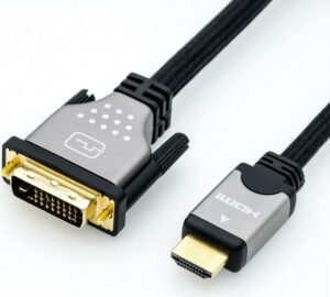 ROLINE - Videokabel - Dual Link - HDMI / DVI - DVI-D (M) bis HDMI (M) - 7.5 m - abgeschirmt - Schwarz/Silber - 4K Unterstützung (11.04.5874)