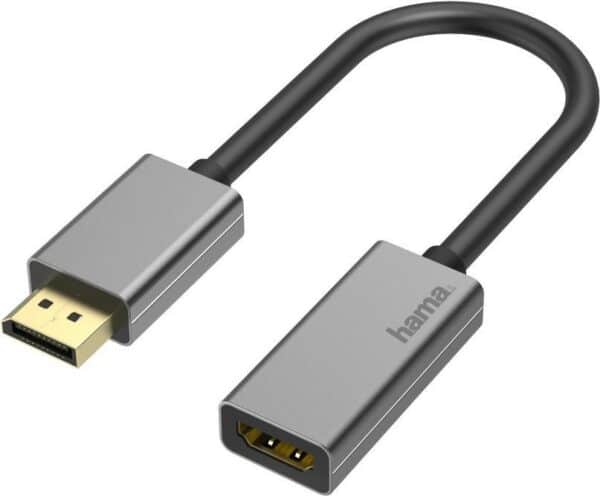Hama - Videoanschluß - DisplayPort / HDMI - DisplayPort (S) bis HDMI (W) - Schwarz - 4K Unterstützung