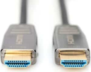 DIGITUS AOC - HDMI mit Ethernetkabel - HDMI (S) bis HDMI (S) - 30 m - Geschützter Hybridkupfer/Faseroptik - Schwarz - HAOC-Kabel (Hybrid Active Optical Cable)