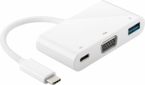 Wentronic USB-C Multiport Adapter - VGA - USB 3.0 (3.1 Gen 1) Type-A - USB 3.1 (3.1 Gen 2) Type-C - USB 3.1 (3.1 Gen 2) Type-C - Weiß - Sichtverpackung (56595)