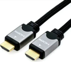 Roline High Speed - HDMI mit Ethernetkabel - HDMI (M) bis HDMI (M) - 7.5 m - Doppelisolierung - Schwarz/Silber