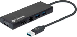 Manhattan SuperSpeed USB Dual Monitor Multiport Adapter - Docking Station - USB-C 3.2 Gen 1 - VGA