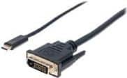 Manhattan USB-C to DVI Adapter Cable - Videokabel - USB-C (M) bis DVI-D (M) - 2 m - 1080p-Unterstützung - Schwarz
