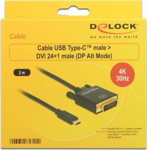 DeLOCK - Externer Videoadapter - Parade PS171 - USB-C - DVI - Schwarz - Einzelhandel (85321)