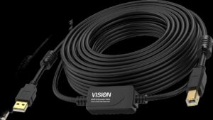 Vision - USB-Kabel - USB (M) zu USB Typ B (M) - USB 2.0 - 15 m - aktiver Booster nachgeschaltet - Schwarz