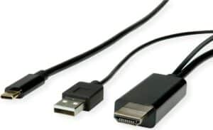 ROLINE 11.04.5956 Videokabel-Adapter 2 m USB Typ-C HDMI + USB Schwarz (11.04.5956)