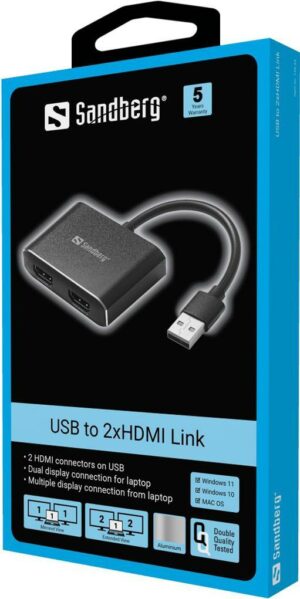 Sandberg - Videoadapter - USB männlich zu HDMI weiblich - 1080p-Unterstützung (134-35)