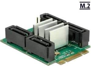 Delock Konverter M.2 Key B+M Stecker > Hybrid 4 x SATA 7 Pin Stecker mit RAID (62850) (B-Ware)