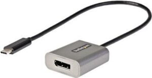 StarTech.com USB-C auf DisplayPort Adapter - 8K/4K 60Hz USB-C zu DisplayPort 1.4-Adapter Dongle - USB-Type-C auf DP Monitor Videokonverter - Funktioniert mit Thunderbolt 3 - 30cm integriertes Kabel (CDP2DPEC)