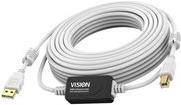 Vision Techconnect - USB-Kabel - USB (M) zu USB Typ B (M) - USB 2.0 - 15 m - aktiver Booster nachgeschaltet - weiß