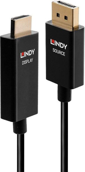 Lindy - Videokabel - DisplayPort / HDMI - DisplayPort (M) bis HDMI (M) - 50cm - abgeschirmt - Schwarz - rund