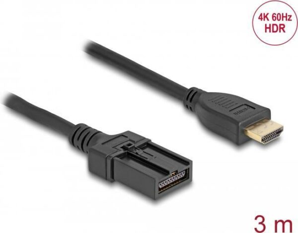 Delock - High Speed - HDMI-Kabel - HDMI männlich zu HDMI Typ E (Automotive) männlich Verriegelung - 3 m - Doppelisolierung - Schwarz - unterstützt 4K 60 Hz (3840 x 2160)