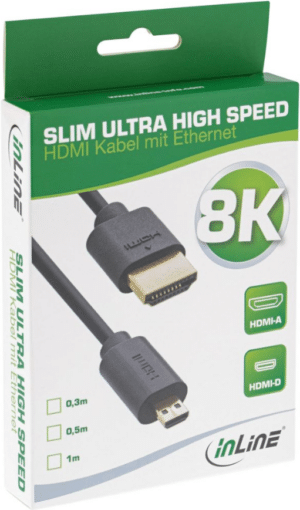 InLine 17901D HDMI-Kabel 1 m HDMI Typ A (Standard) HDMI Typ D (Mikrofon) Schwarz (17901D)