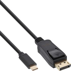 INLINE - Adapterkabel - USB-C (M) zu DisplayPort (M) eingerastet - USB 3.1 / Thunderbolt 3 / DisplayPort 1.2 - 5 m - unterstützt 4K 60 Hz (3840 x 2160) - Schwarz