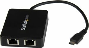 StarTech.com USB-C auf Dual-Gigabit Ethernet Adapter mit USB (Typ-A) Anschluss - USB Type-C Gigabit Netzwerk Adapter - Netzwerkadapter - USB Type-C - Gigabit Ethernet + USB3.0 (US1GC301AU2R)