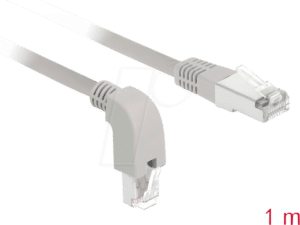 DELOCK 85856 - Patchkabel Cat.5e SF/UTP unten gewinkelt/gerade 1m