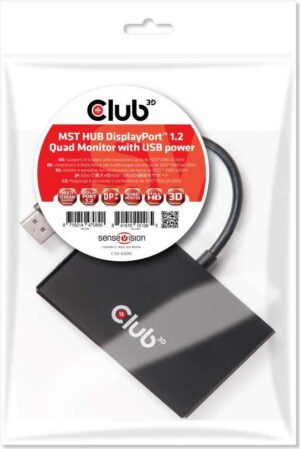 Club 3D SenseVision Multi Stream Transport (MST) Hub CSV-6400 - Video-/Audio-Splitter - 4 x DisplayPort - Desktop