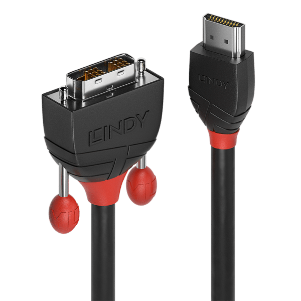 Lindy Black Line - Videokabel - Single Link - HDMI / DVI - HDMI (M) bis DVI-D (M) - 10 m - Dreifachisolierung - Schwarz - rund