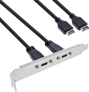 InLine Slot bracket - USB-Konsole - 20 pin Key A (M) zu 24 pin USB-C (W) - 50 cm (33446K)