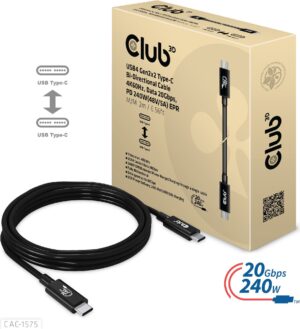 Club 3D - USB-Kabel - USB-C (M) zu USB-C (M) - USB4 Gen2x2 5 A - 2