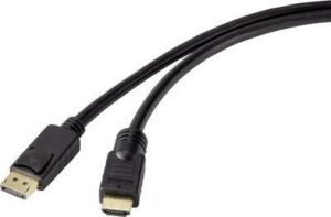 Renkforce DisplayPort / HDMI Anschlusskabel 20.00 m RF-4596876 vergoldete Steckkontakte Black [1x DisplayPort Stecker - 1x HDMI-Stecker] (RF-4596876)