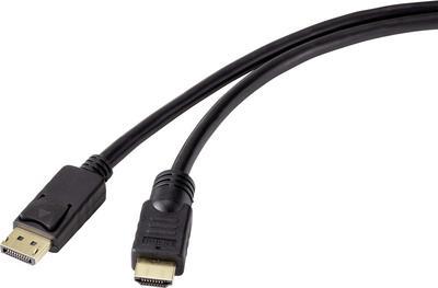 Renkforce DisplayPort / HDMI Anschlusskabel 20.00 m RF-4596876 vergoldete Steckkontakte Black [1x DisplayPort Stecker - 1x HDMI-Stecker] (RF-4596876)