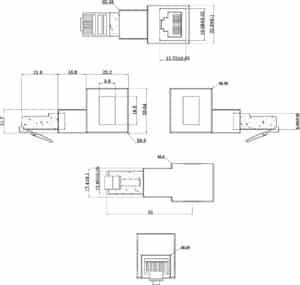 INLINE - Netzwerkadapter - RJ-45 (W) gerade zu RJ-45 (M) nach unten abgewinkelt - abgeschirmt - CAT 6a - gewinkelt - Schwarz