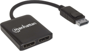 Manhattan DisplayPort to 2-Port DisplayPort Splitter Hub with MST - Video-/Audio-Splitter - 2 x DisplayPort - Desktop