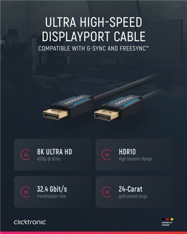 ClickTronic 40994 DisplayPort-Kabel 2 m Schwarz (40994)