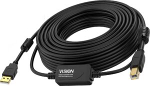 Vision - USB-Kabel - USB (M) zu USB Typ B (M) - USB 2.0 - 10 m - aktiver Booster nachgeschaltet - Schwarz