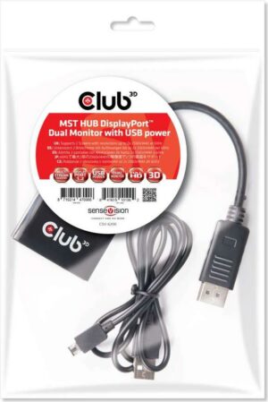 Club 3D SenseVision Multi Stream Transport (MST) Hub CSV-6200 - Video-Verteiler - 2 x DisplayPort - Desktop