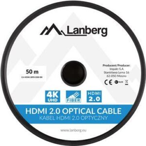 Lanberg CA-HDMI-20FB-0500-BK HDMI-Kabel 50 m HDMI Typ A (Standard) Schwarz - Silber (CA-HDMI-20FB-0500-BK)