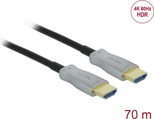 Delock - Highspeed HDMI-Kabel - HDMI männlich bis HDMI männlich - 70 m - Glasfaser - Schwarz - Active Optical Cable (AOC)